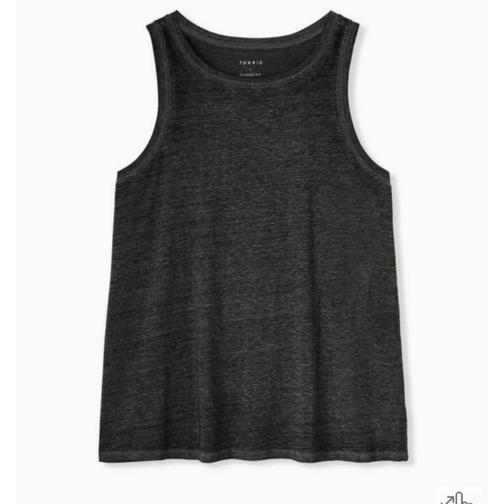 Torrid Vintage Gray Black Triblend Jersey Crew Neck Tank